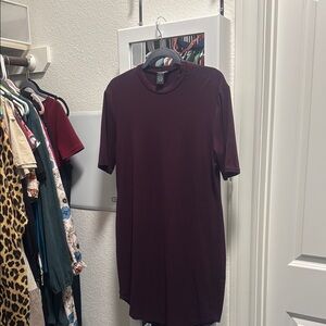Purple Midi Dress with Short Sleeves